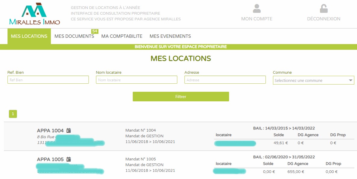espace de gestion en ligne